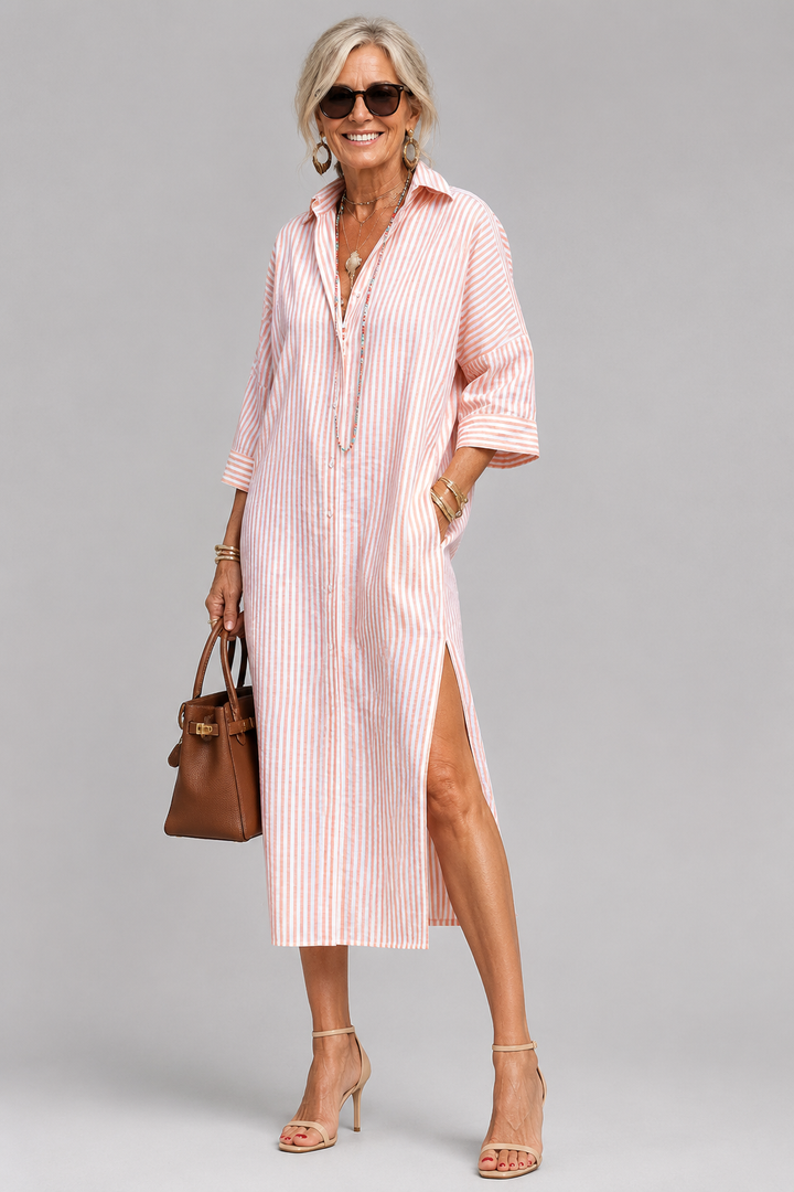Rosabella - Robe midi ceinturée infroissable