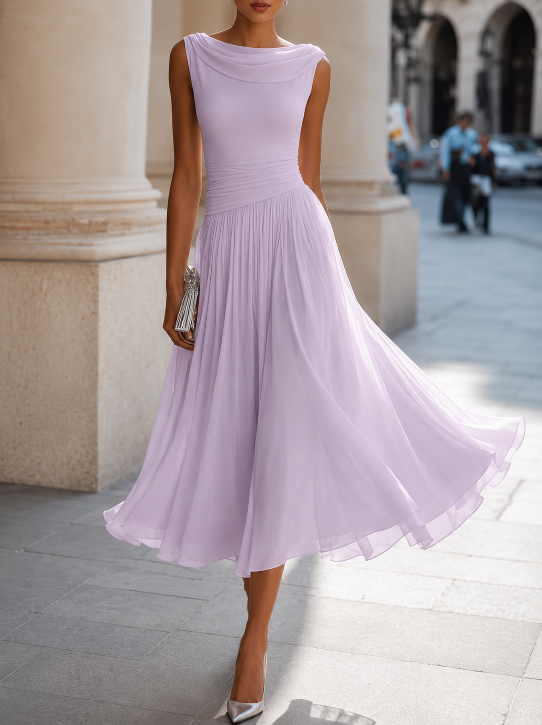 Carissa - Robe midi drapée élégante