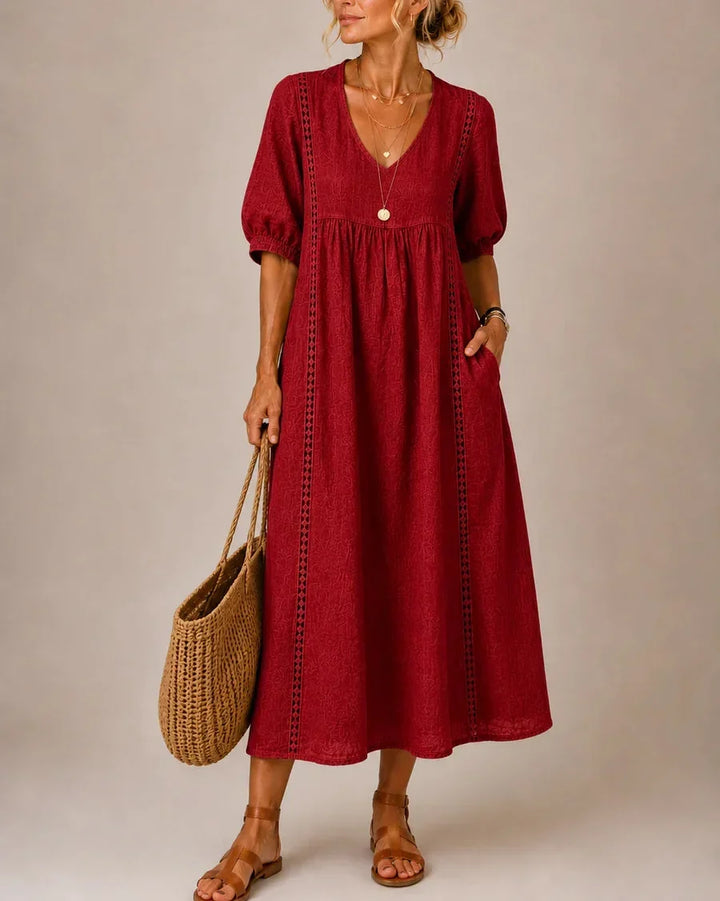Arietta - Robe en lin ornée de dentelle