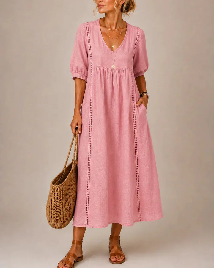 Arietta - Robe en lin ornée de dentelle