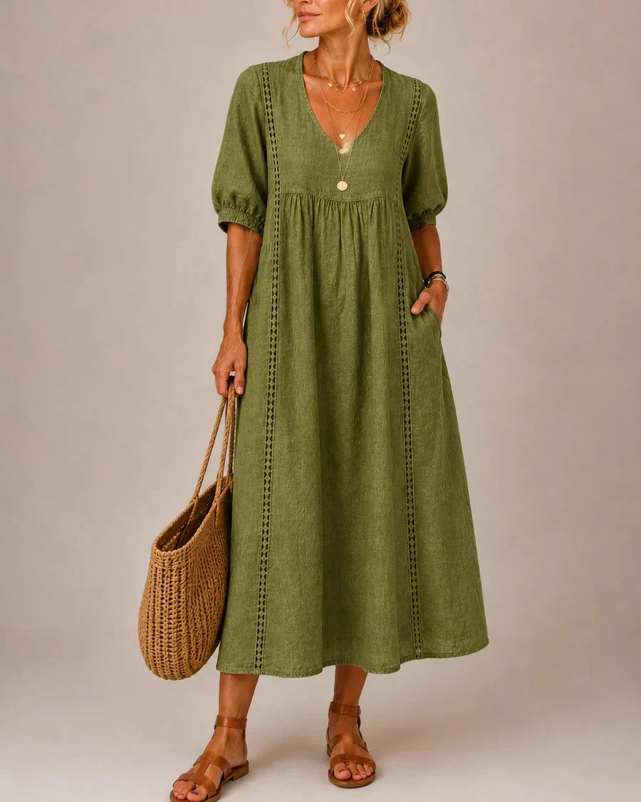 Arietta - Robe en lin ornée de dentelle