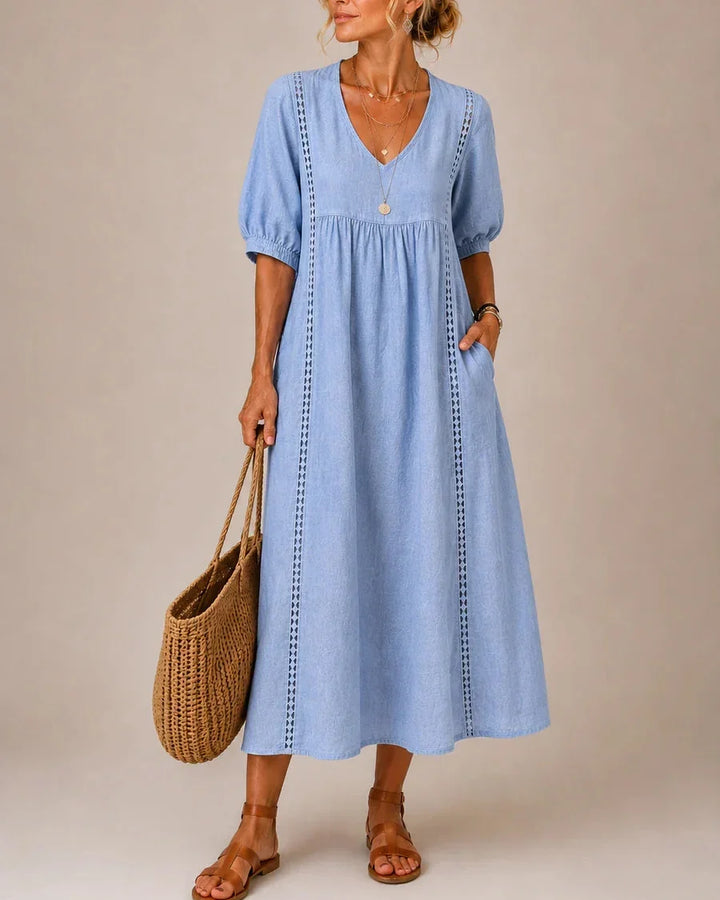 Arietta - Robe en lin ornée de dentelle