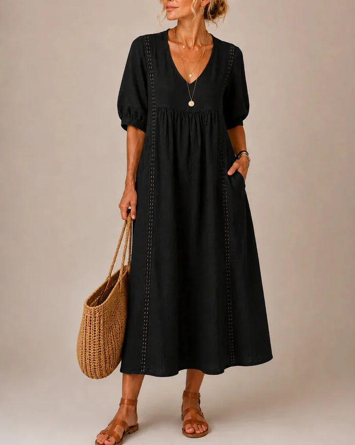Arietta - Robe en lin ornée de dentelle