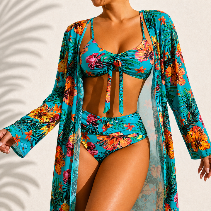 Brialise - Ensemble bikini taille haute sculptant et kimono