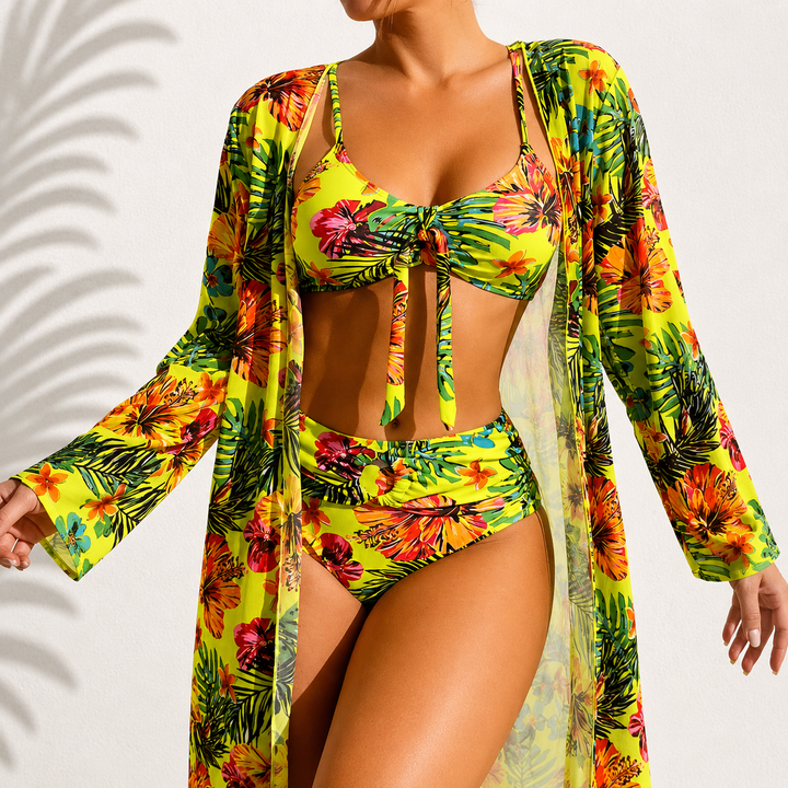 Brialise - Ensemble bikini taille haute sculptant et kimono