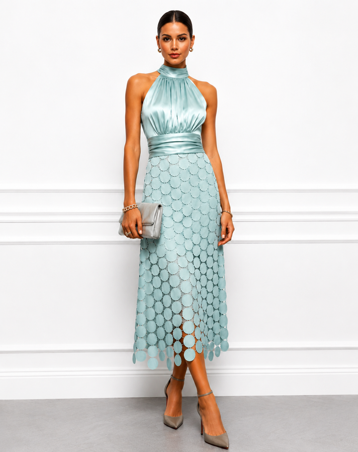 Amabel - Robe midi de luxe à encolure américaine