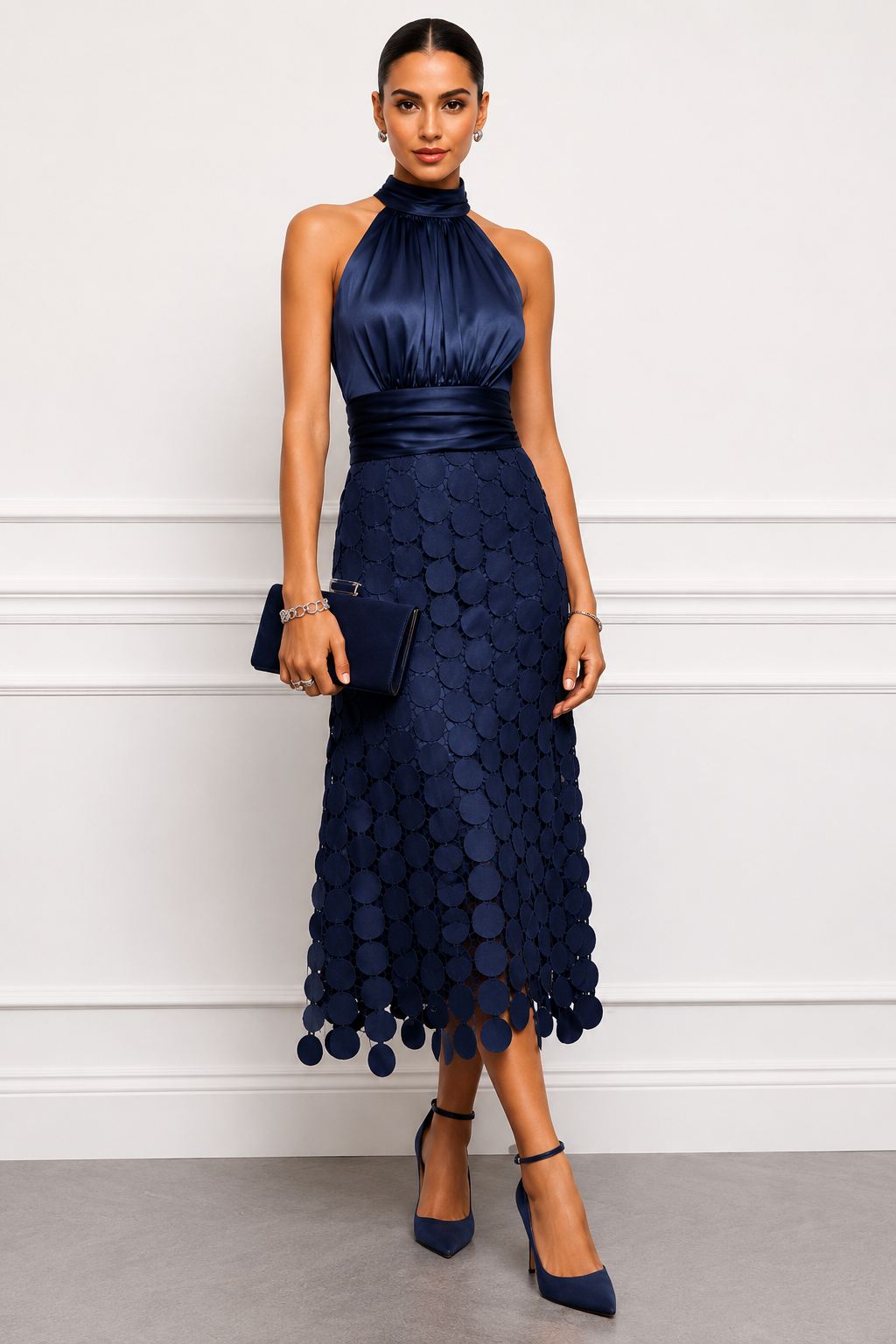Amabel - Robe midi de luxe à encolure américaine