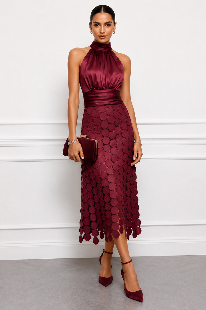 Amabel - Robe midi de luxe à encolure américaine