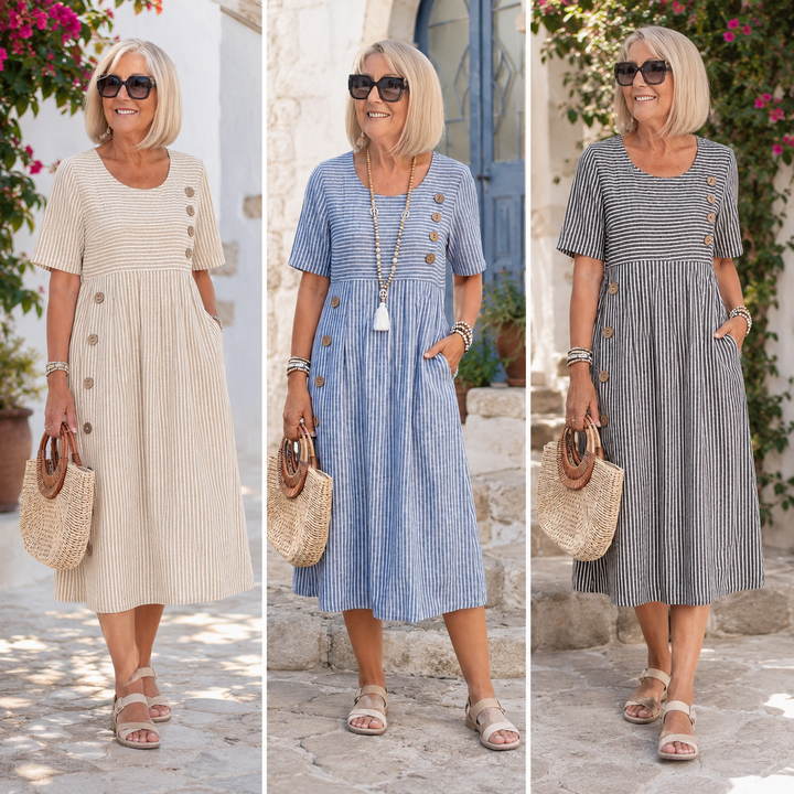 Carmina - Robe midi rayée au toucher doux