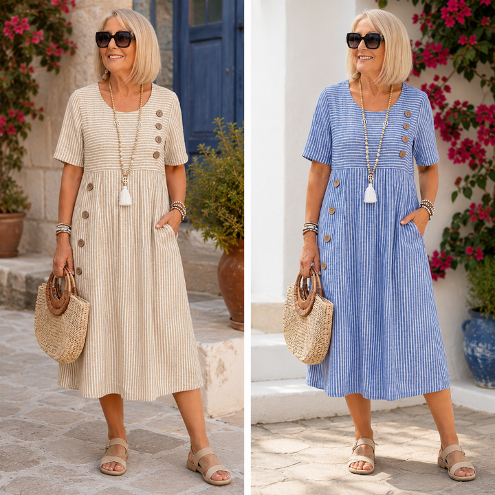 Carmina - Robe midi rayée au toucher doux
