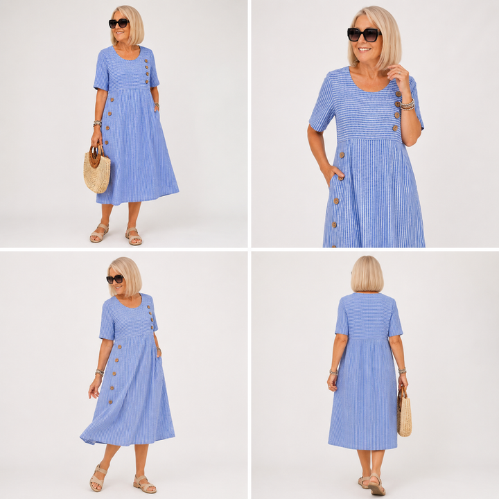 Carmina - Robe midi rayée au toucher doux