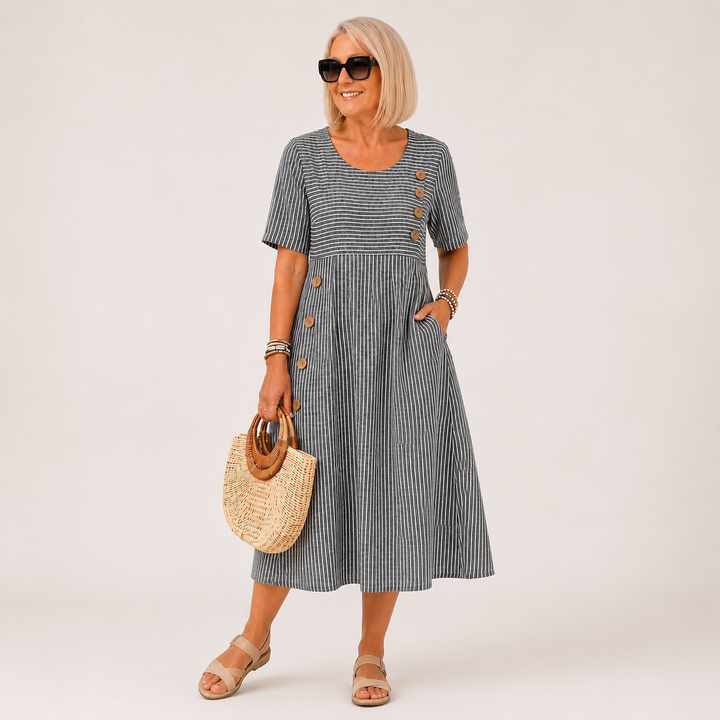 Carmina - Robe midi rayée au toucher doux