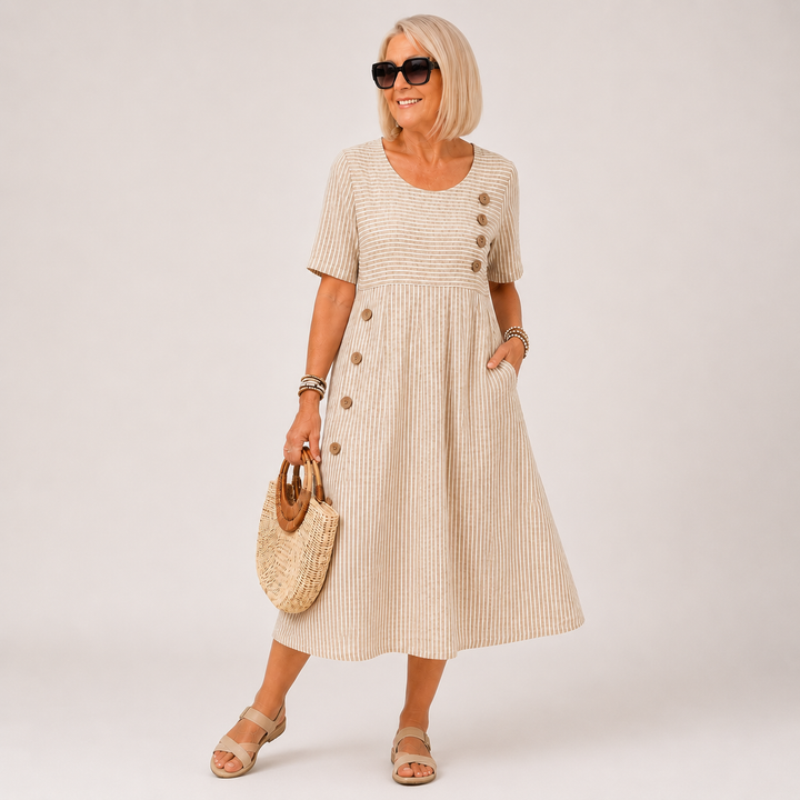 Carmina - Robe midi rayée au toucher doux