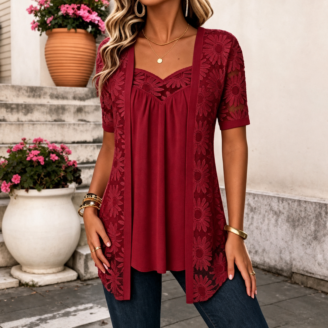 Lucette - Blouse élégante avec détails en dentelle