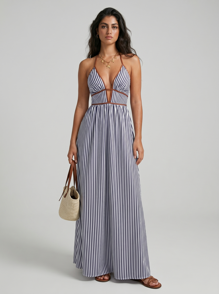 Lilliet - Robe longue sculpturale à encolure américaine