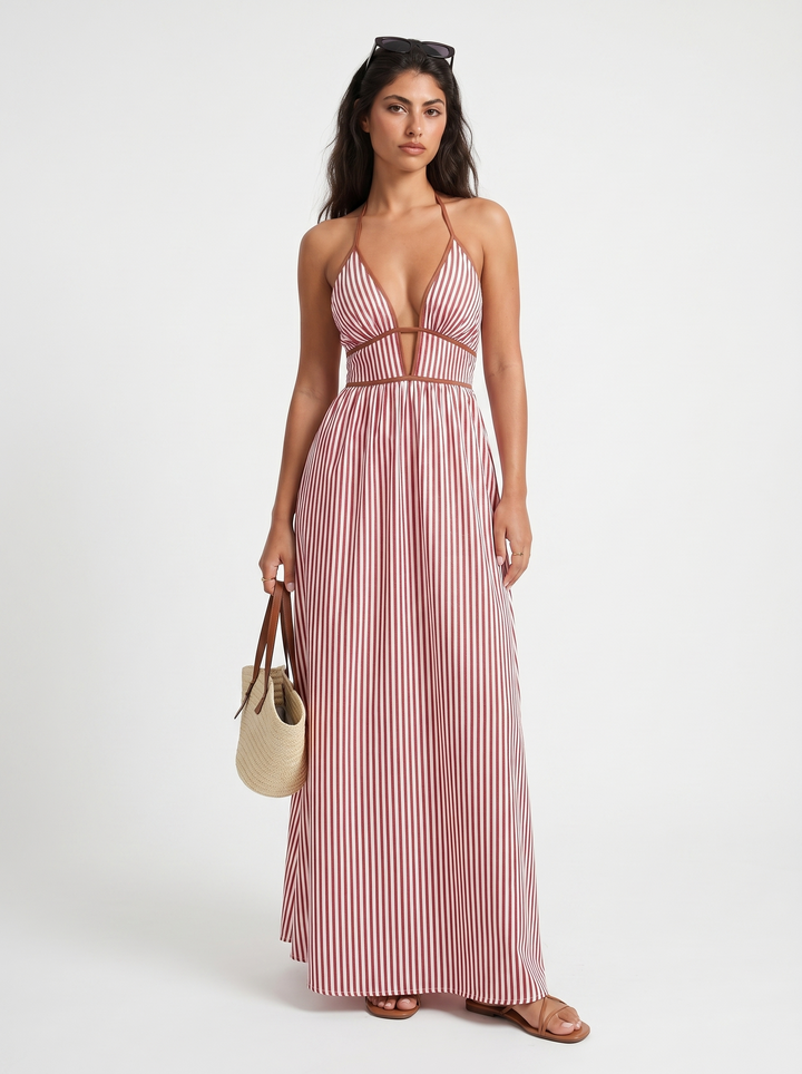 Lilliet - Robe longue sculpturale à encolure américaine