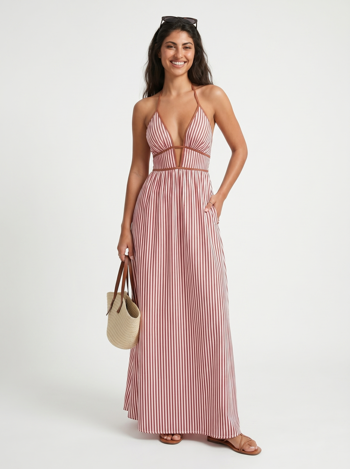 Lilliet - Robe longue sculpturale à encolure américaine