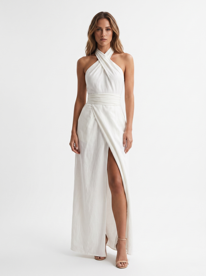 Novalyn - Robe de soirée sculpturale à encolure américaine