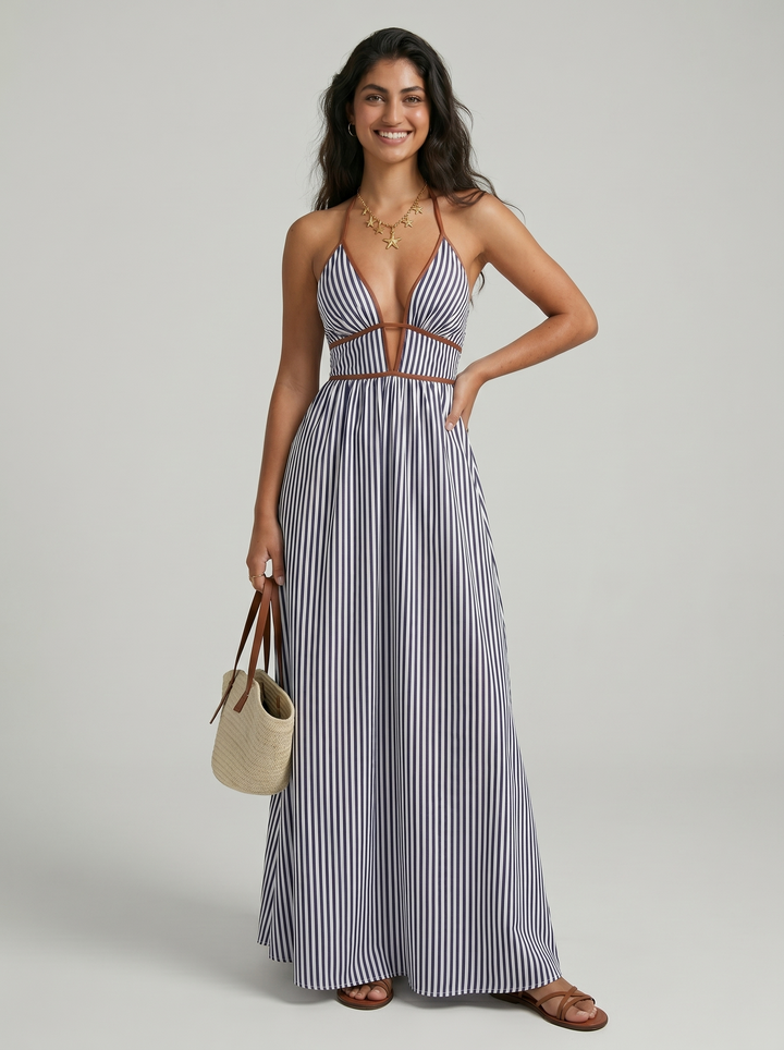 Lilliet - Robe longue sculpturale à encolure américaine