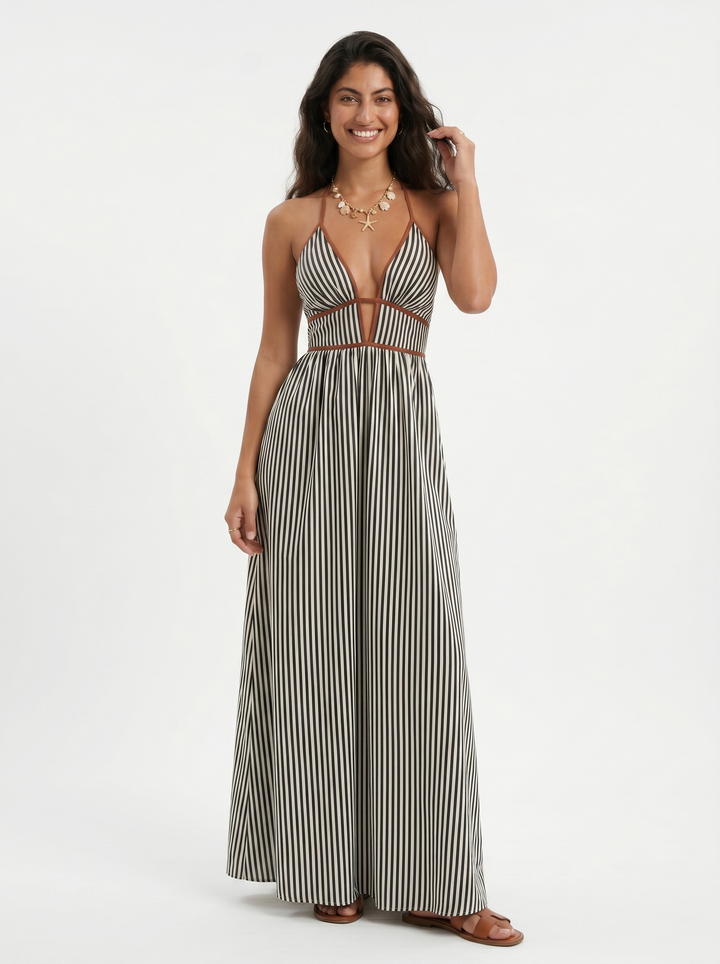Lilliet - Robe longue sculpturale à encolure américaine