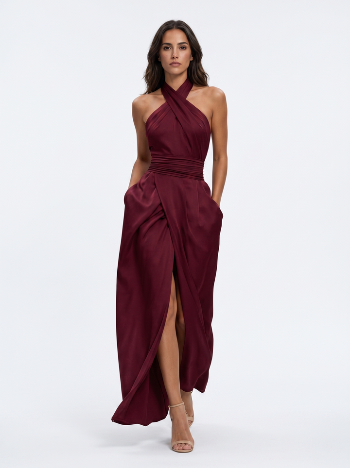 Novalyn - Robe de soirée sculpturale à encolure américaine