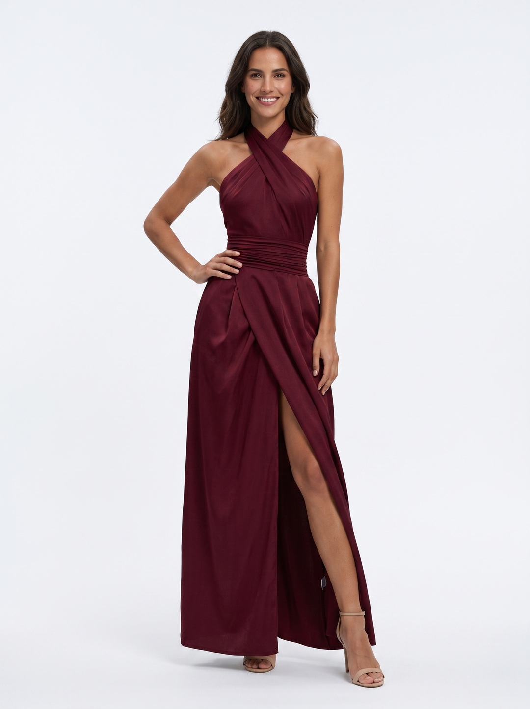 Novalyn - Robe de soirée sculpturale à encolure américaine