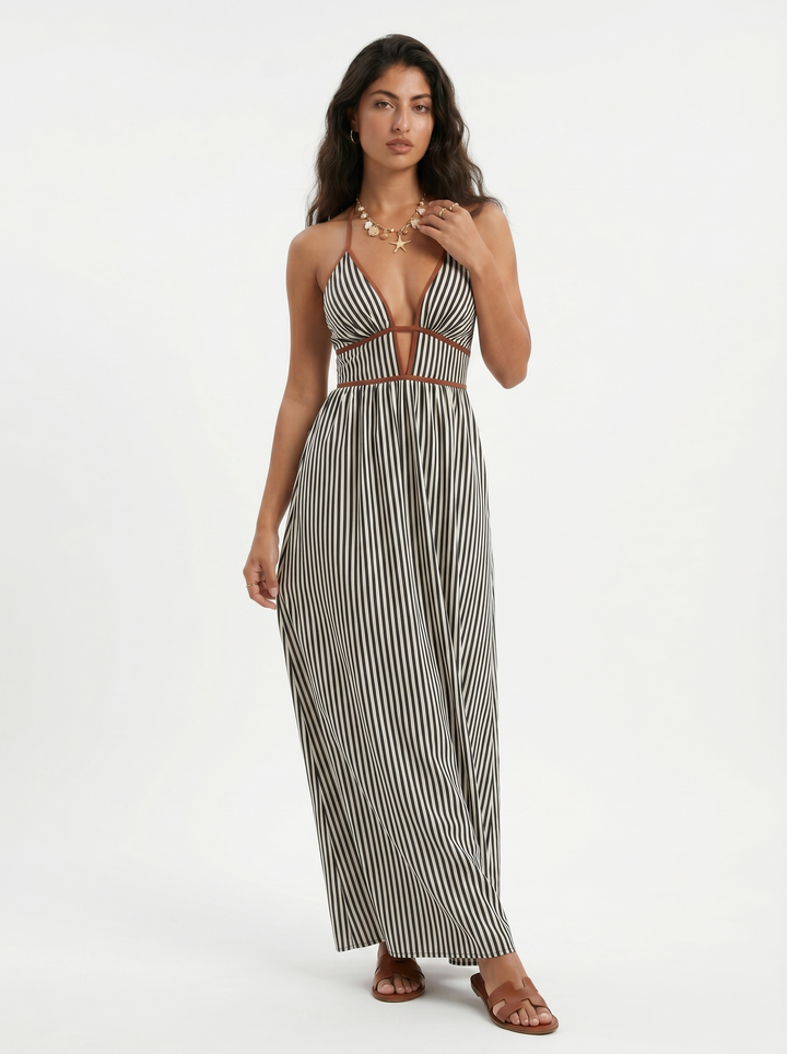 Lilliet - Robe longue sculpturale à encolure américaine