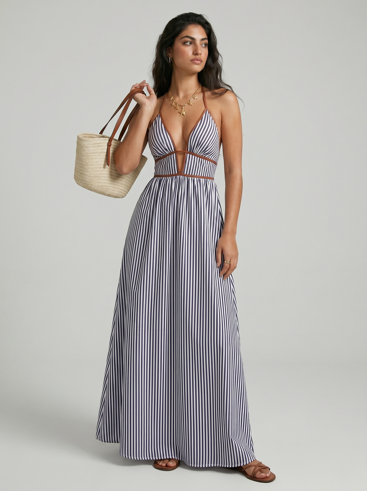 Lilliet - Robe longue sculpturale à encolure américaine