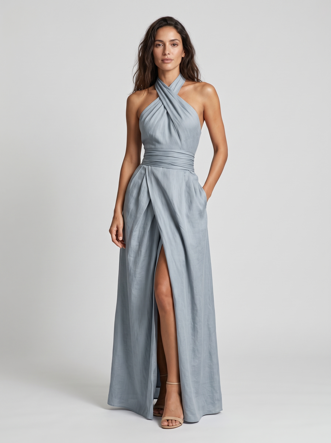 Novalyn - Robe de soirée sculpturale à encolure américaine