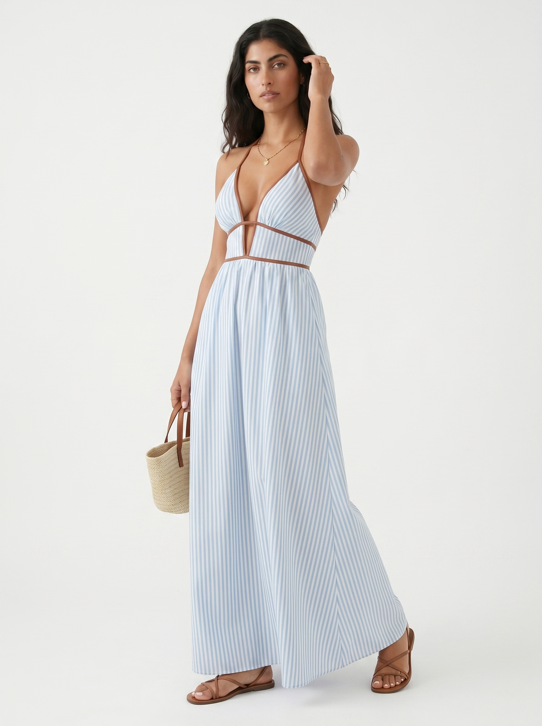Lilliet - Robe longue sculpturale à encolure américaine