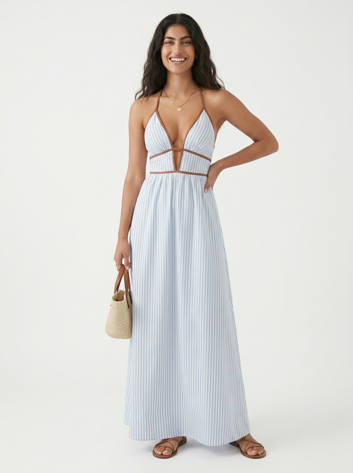 Lilliet - Robe longue sculpturale à encolure américaine