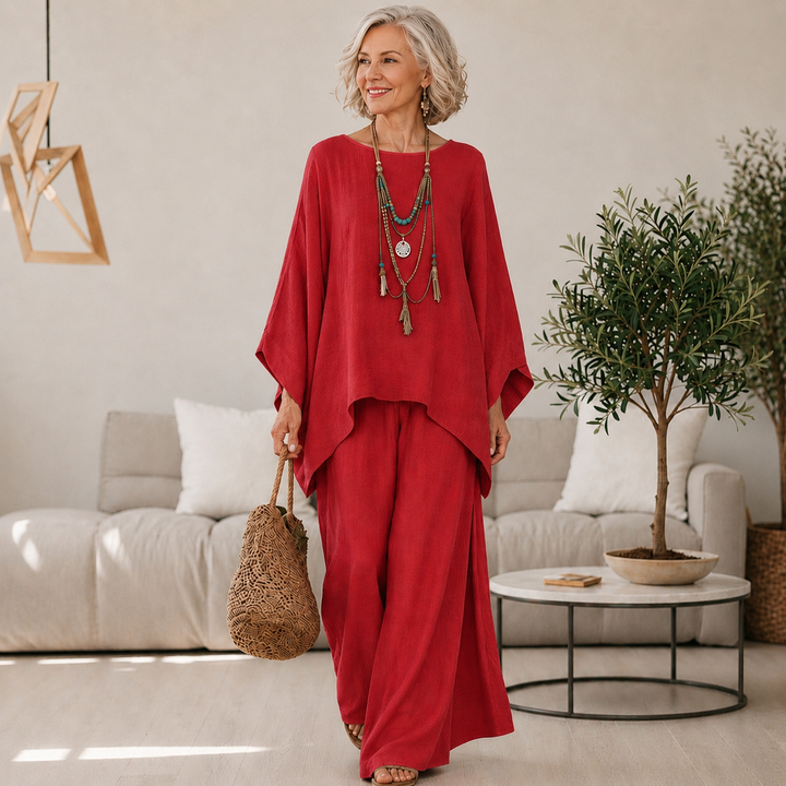 Annisette - Ensemble deux pièces à jambes larges doux au toucher
