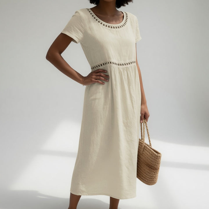 Ysoline - Robe midi brodée au toucher doux