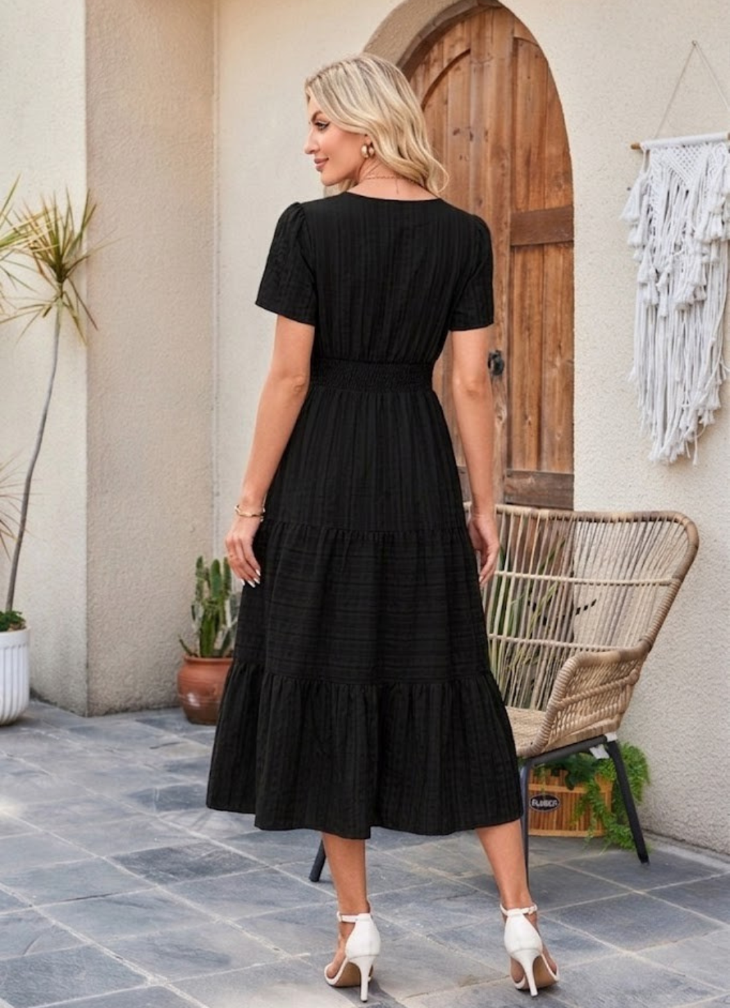 Astrelle - Robe longue texturée à volants