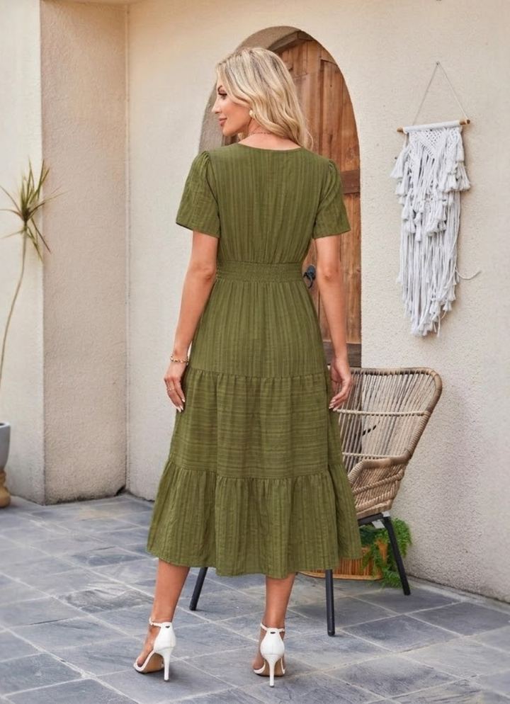 Astrelle - Robe longue texturée à volants