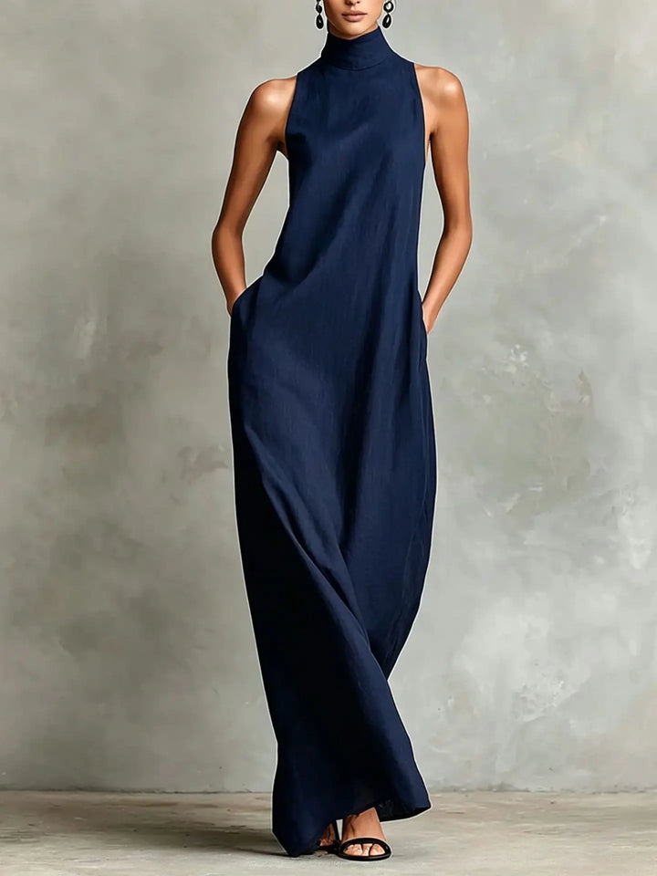 Orietta - Robe longue sans manches à col montant