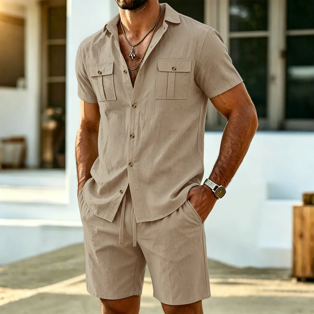 Dunley - Ensemble léger chemise et short coordonnés