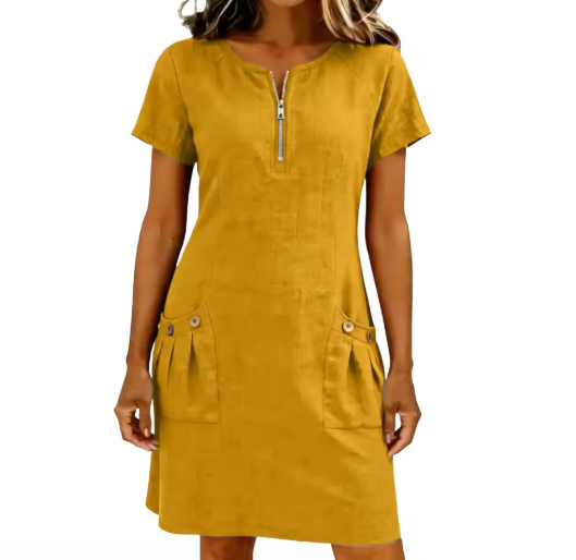 Adelise - Robe d’été col V, doux au toucher