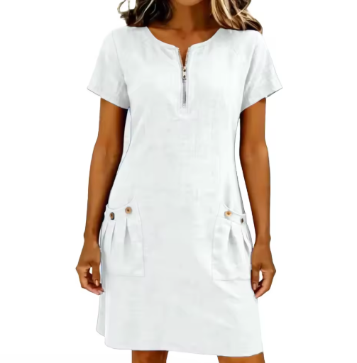 Adelise - Robe d’été col V, doux au toucher