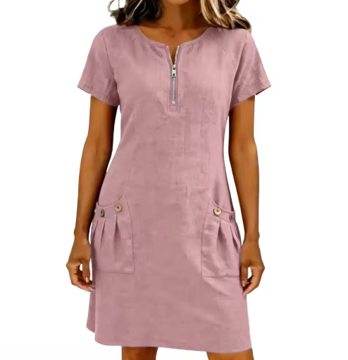 Adelise - Robe d’été col V, doux au toucher