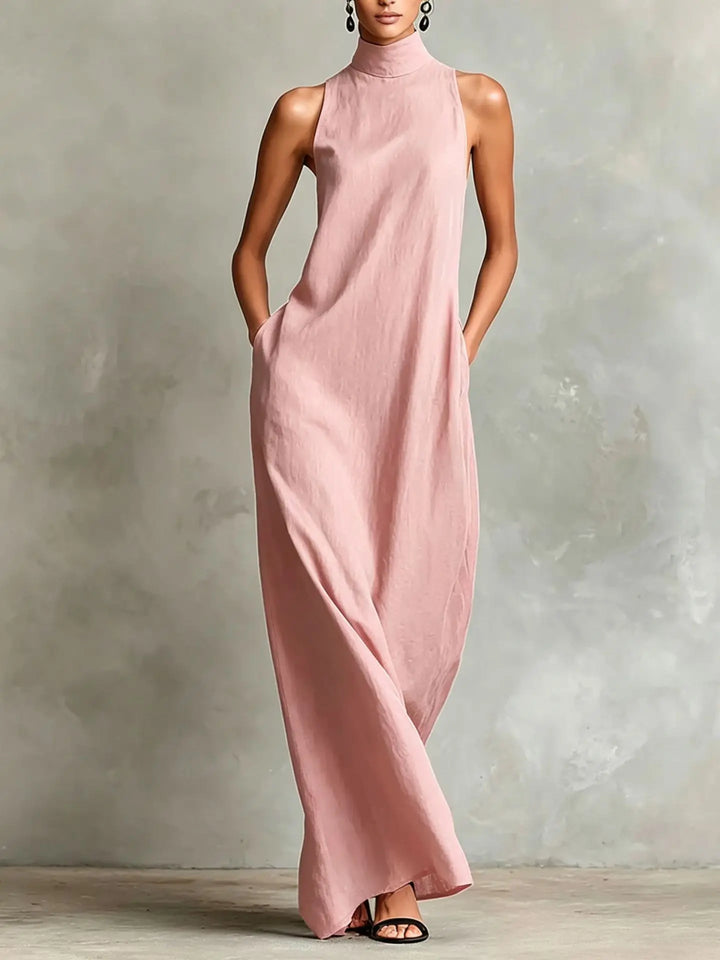 Orietta - Robe longue sans manches à col montant