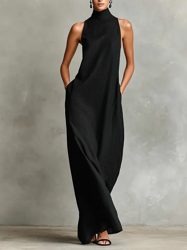 Orietta - Robe longue sans manches à col montant