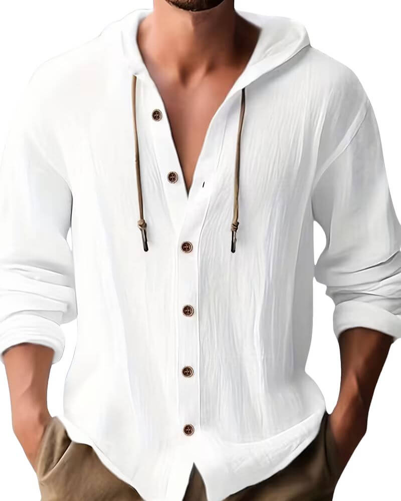 Fraser - T-shirt Henley à capuche au toucher doux