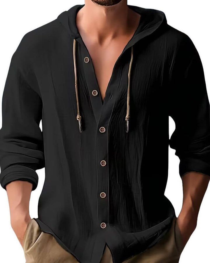 Fraser - T-shirt Henley à capuche au toucher doux