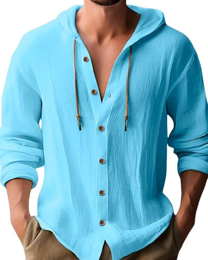 Fraser - T-shirt Henley à capuche au toucher doux