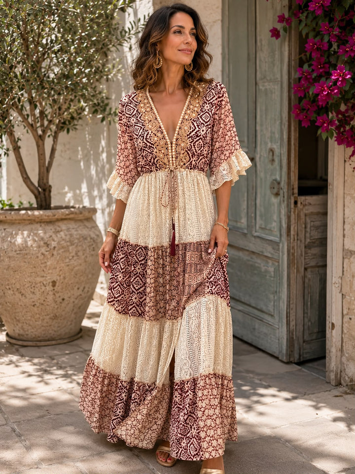 Faustine - Robe longue en dentelle au toucher doux