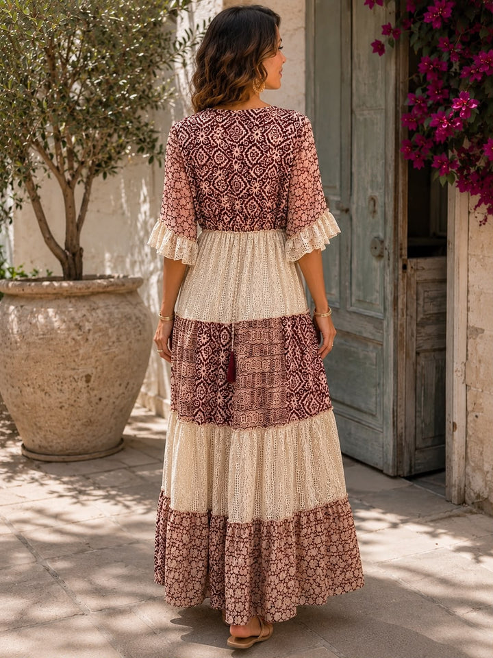 Faustine - Robe longue en dentelle au toucher doux