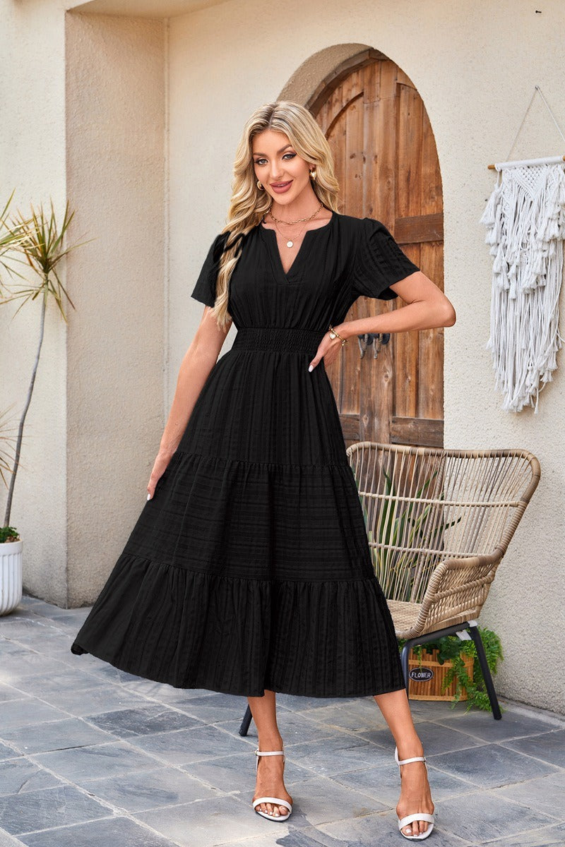Astrelle - Robe longue texturée à volants
