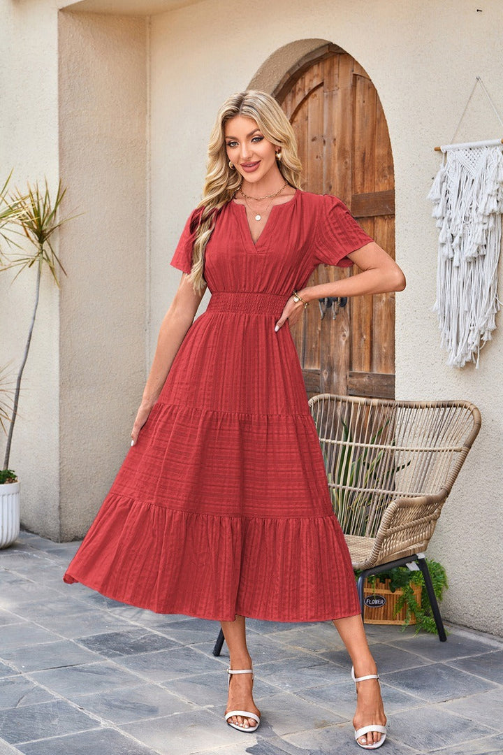 Astrelle - Robe longue texturée à volants