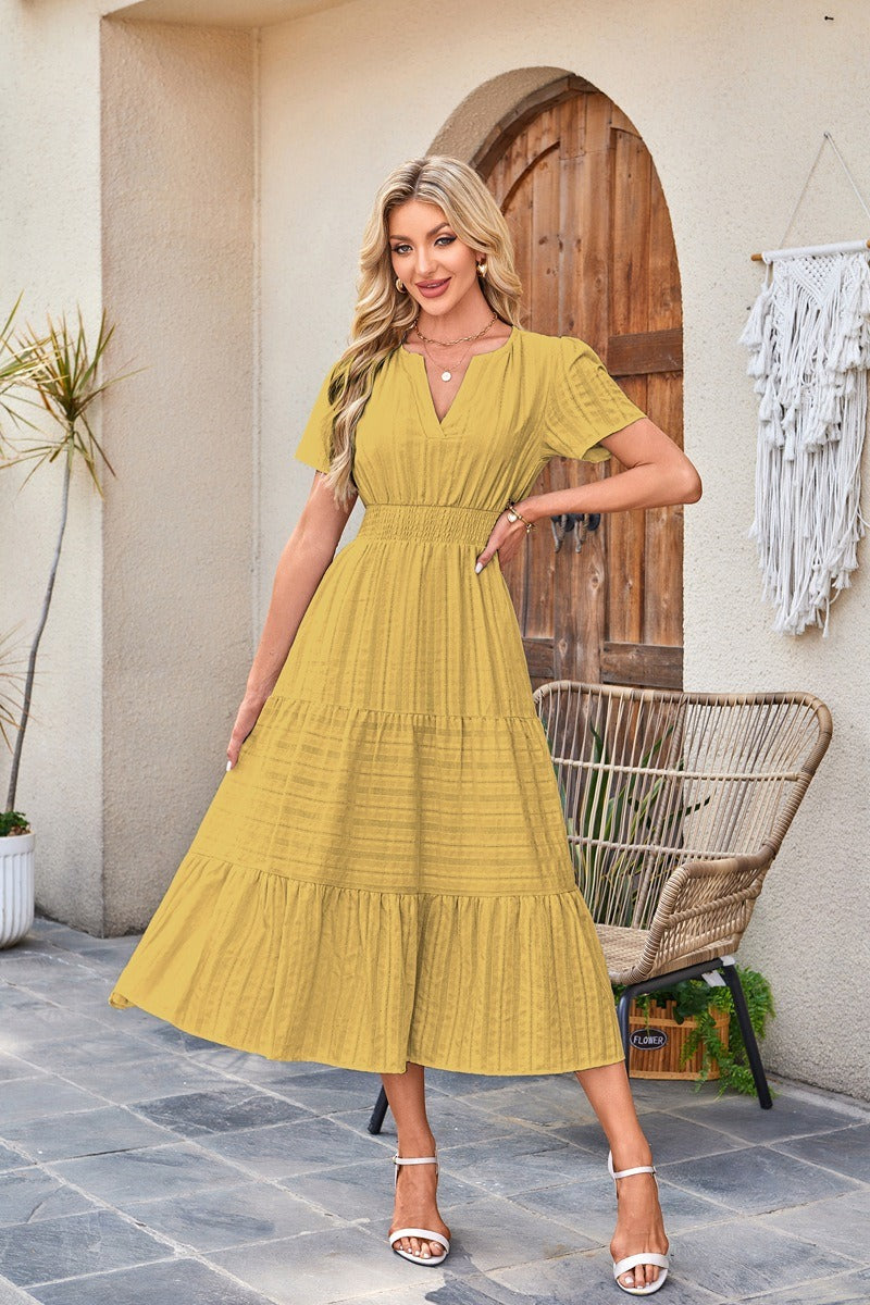 Astrelle - Robe longue texturée à volants